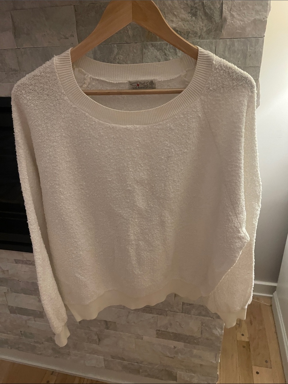 Women's Cream Crewneck Terry-Knit Sweater
